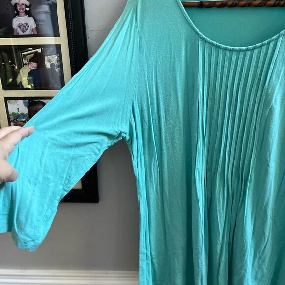Croft & Barrow Tiffany Blue Pin Tuck Swing Top sz 1X - Picture 2 of 5